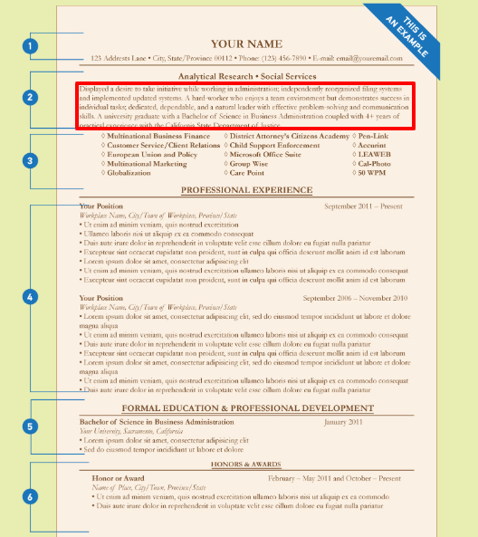 sample resume pen picture example